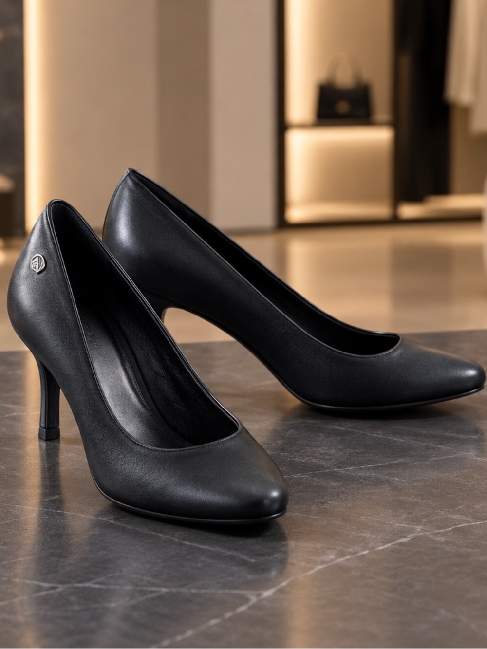 Calvin Klein Black Leather Pumps Women's Size 6.5